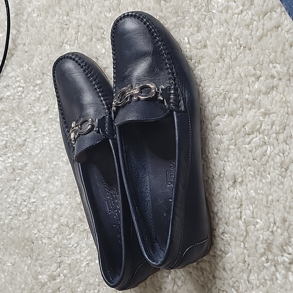 Salvatore ferragamo Ganachi navy leather driving loafers/shoes size 7 - Picture 15 of 16